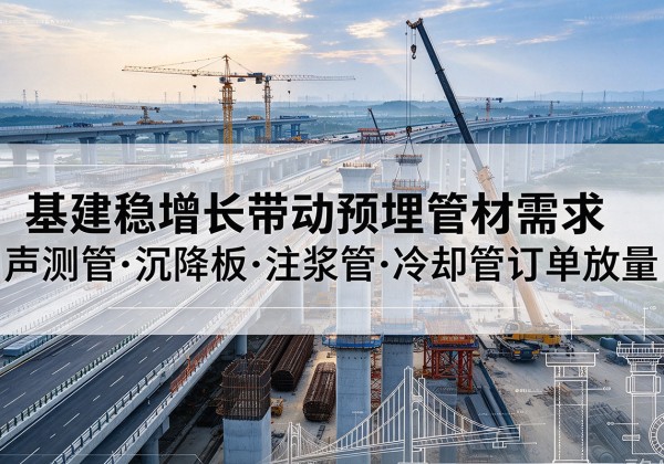 来安基建稳增长带动预埋监测管材需求，声测管、沉降板、注浆管订单持续放量